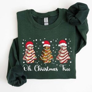 Oh Christmas Tree Sweatshirt, Christmas Cake Sweatshirt, Womens Merry Christmas Shirts, Xmas Tee, Merry And Bright Christmas Tree Sweatshirt