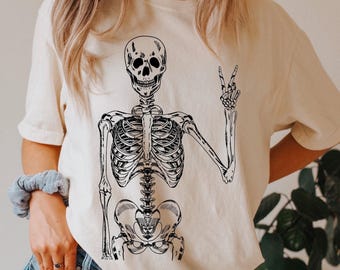 Skeleton Peace Sign Shirt, Vintage Hippie Tee, Comfort Colors