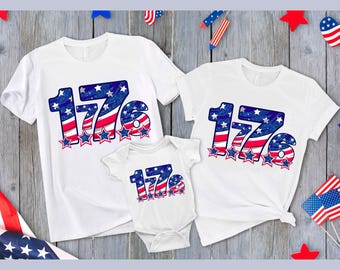 Camisetas de Estados Unidos de 1776, Camiseta familiar a juego con la bandera de EE. UU., Camisetas del 4 de julio, 250 aniversario de EE. UU.