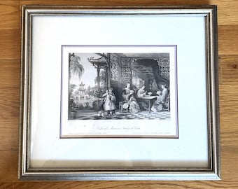 Framed 1843 Chinese Engraving, Thomas Allom, Chinoiserie Decor