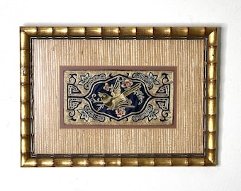 Framed Vintage Asian Silk Embroidery Art – Bird and Blossoms
