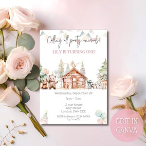 Woodland Animal Invitation Digital Download Party Invitation ...