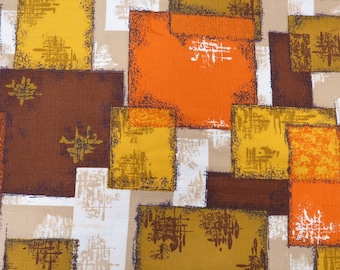 Vintage Geometric Barkcloth Fabric, Mid-Century Modern Home Decor (5 Yards)
