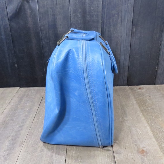 Vintage Blue Bowling Bag 1970s 1980s Retro Rockab… - image 2