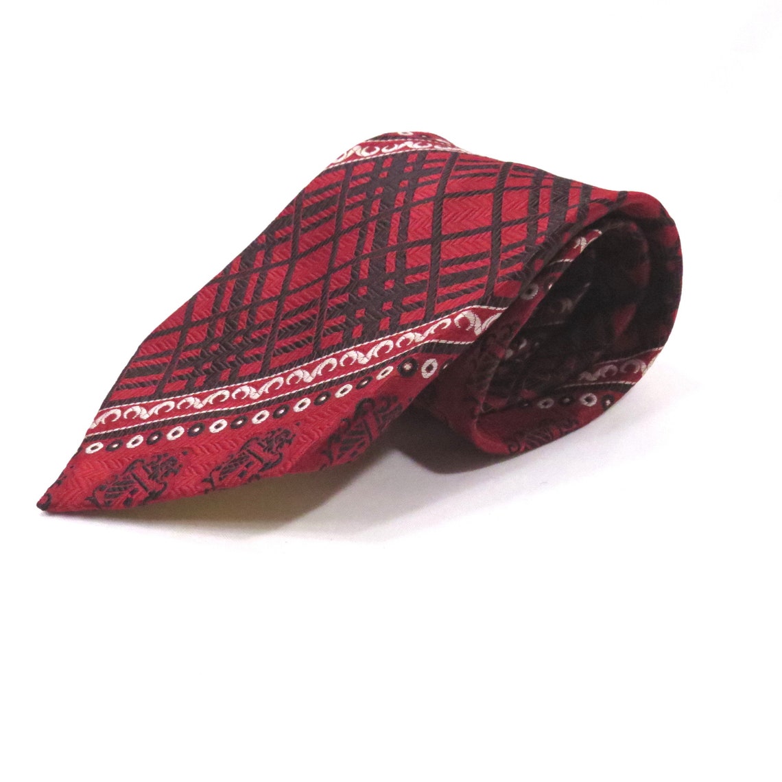 Red and Black Shield and Checked Vintage Carnaval De Paris Tie - Etsy