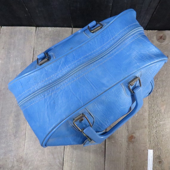 Vintage Blue Bowling Bag 1970s 1980s Retro Rockab… - image 5