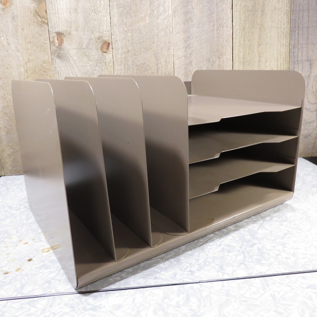 Vintage Tan Metal File Tray Desk Organizer Mid Century Office Etsy