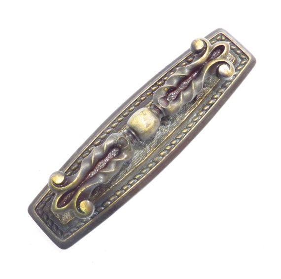 Antiqued Gold Drawer Pull And Backplate Cabinet Hardware Etsy