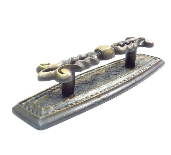 Antiqued Gold Drawer Pull And Backplate Cabinet Hardware Etsy