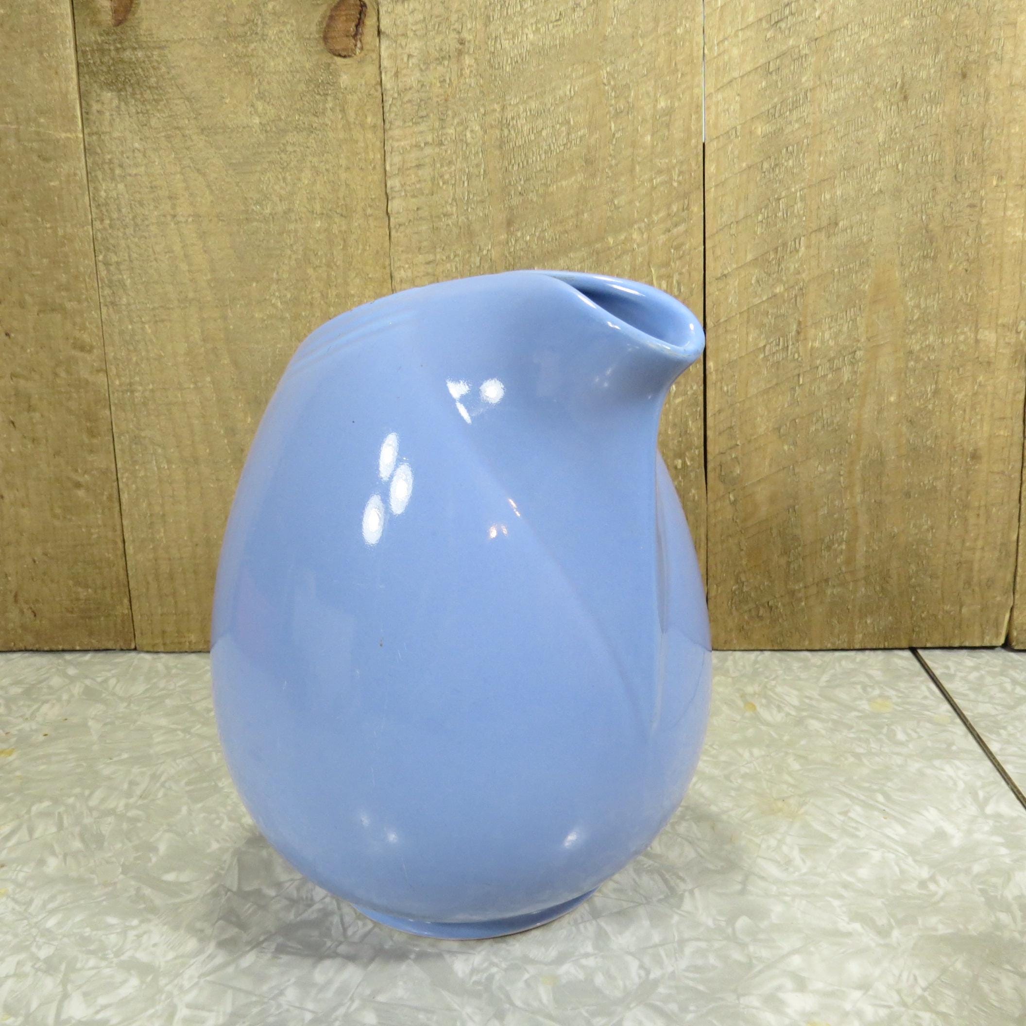 Vintage Blue Ceramic Ball Pitcher: Mid-century Modern Water  Vintage Blue Hall Ball Pitcher Blue Art Pottery USA Mid Century main image 0