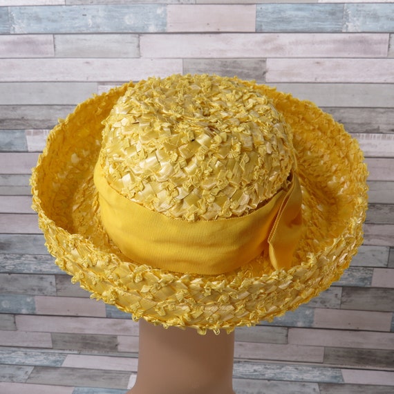 Vintage Yellow Cellophane Straw Hat 1950s Mrs Mai… - image 5