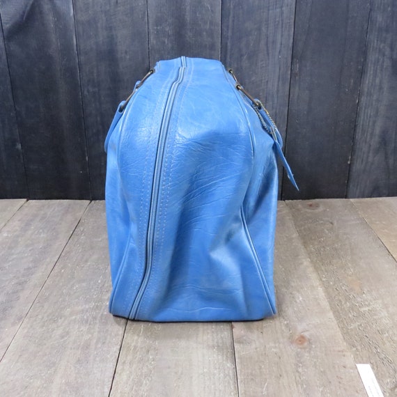 Vintage Blue Bowling Bag 1970s 1980s Retro Rockab… - image 4