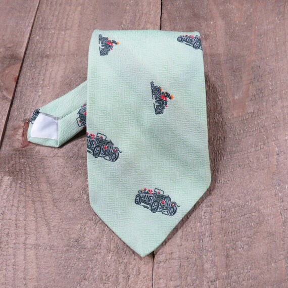 Vintage Roadster and Motorcycle Tie 1970s Kitschy… - image 8
