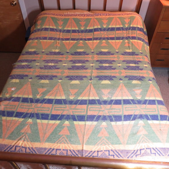 Vintage Camp Blanket Midcentury Reversible Beacon Southwest Blanket B24 Etsy Denmark