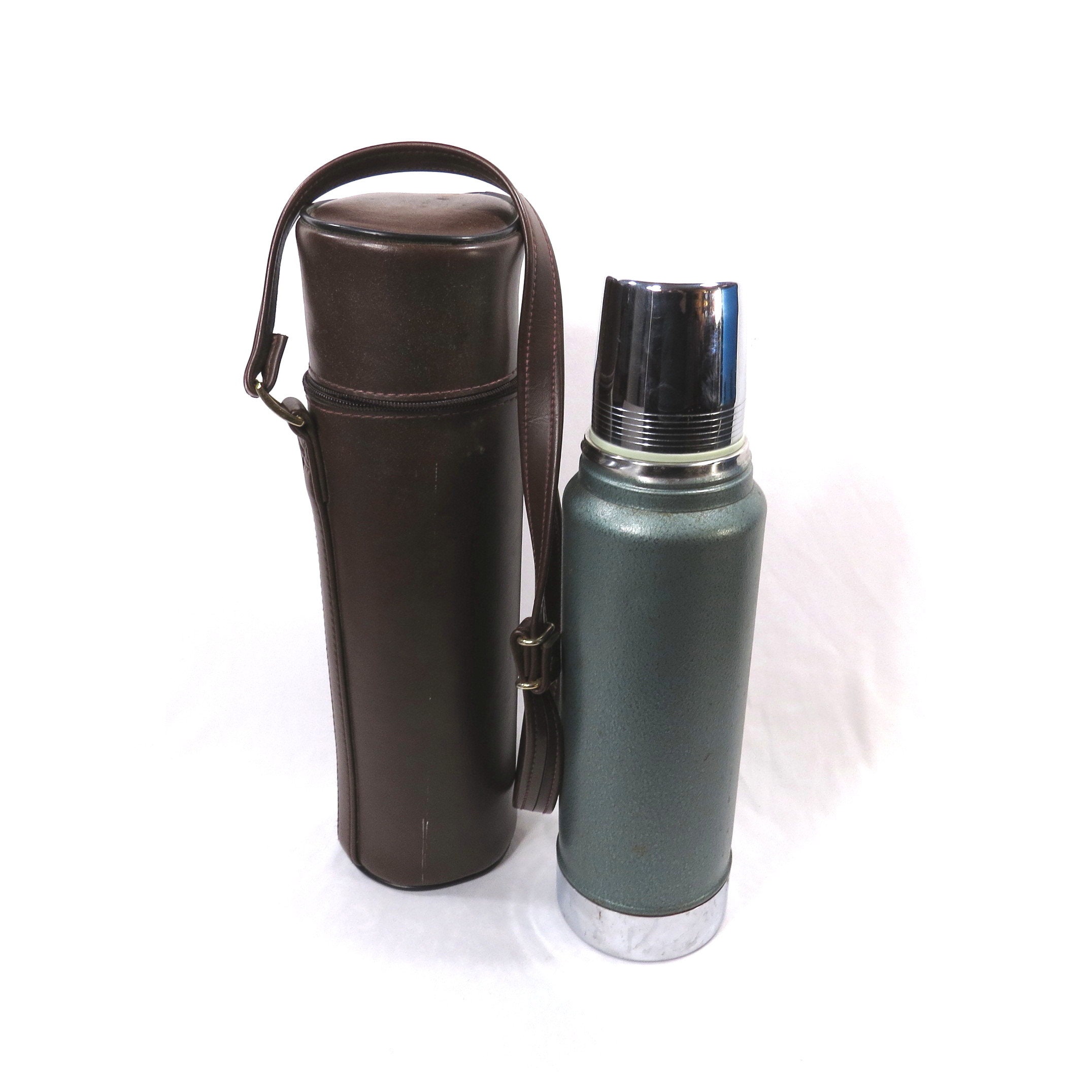 Vintage Stanley Stainless Steel Green Thermos / Stanley Vacuum Sealed  Thermos With Handle Model A-944DH Quart Size 