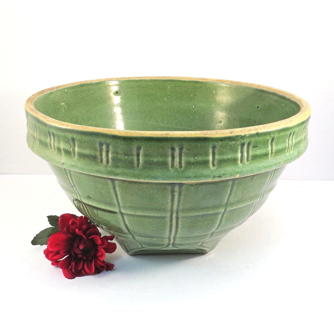 McCoy Number 9 Mixing Bowl Vintage Green Stoneware 1920s Etsy