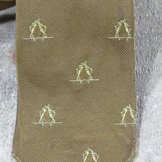 Vintage Cleeds Ltd Kissing Skiers Tie Retro Silk … - image 8