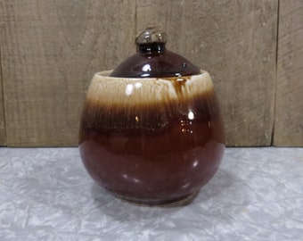 Vintage McCoy Brown Drip Glaze Sugar Pot