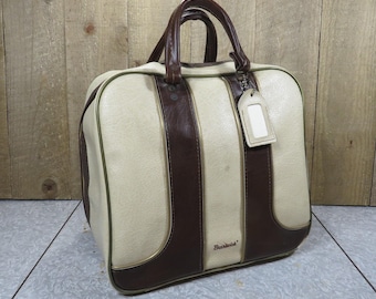 Vintage Brunswick Tan and Brown Bowling Ball Bag, Collectible Sporting Goods Storage