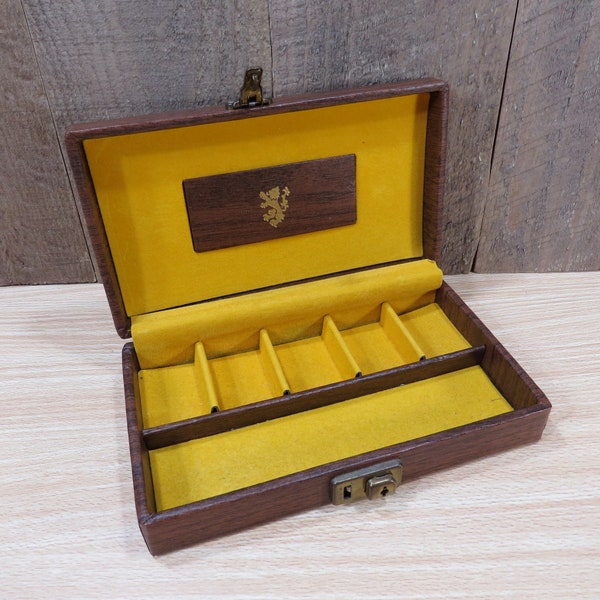 Faux Wood Men's Portable Valet Vintage 1960s Mens Travel Jewelry Box