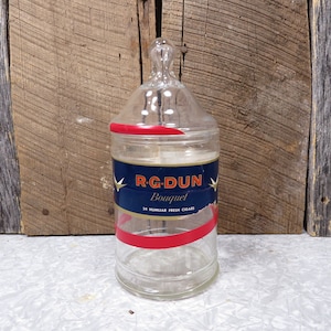 Vintage Store Display Jar Glass Humidor: 1940s / 1950s R.G. Dun Bouquet Glass Humijar
