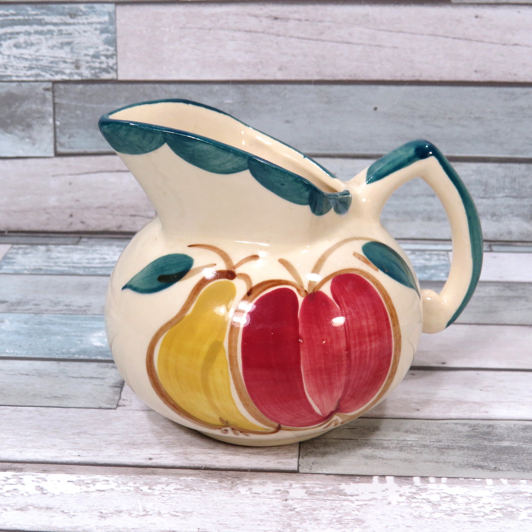 Stoneware Serving Pitcher with Apple, Pear and Grapes – The Standing Rabbit