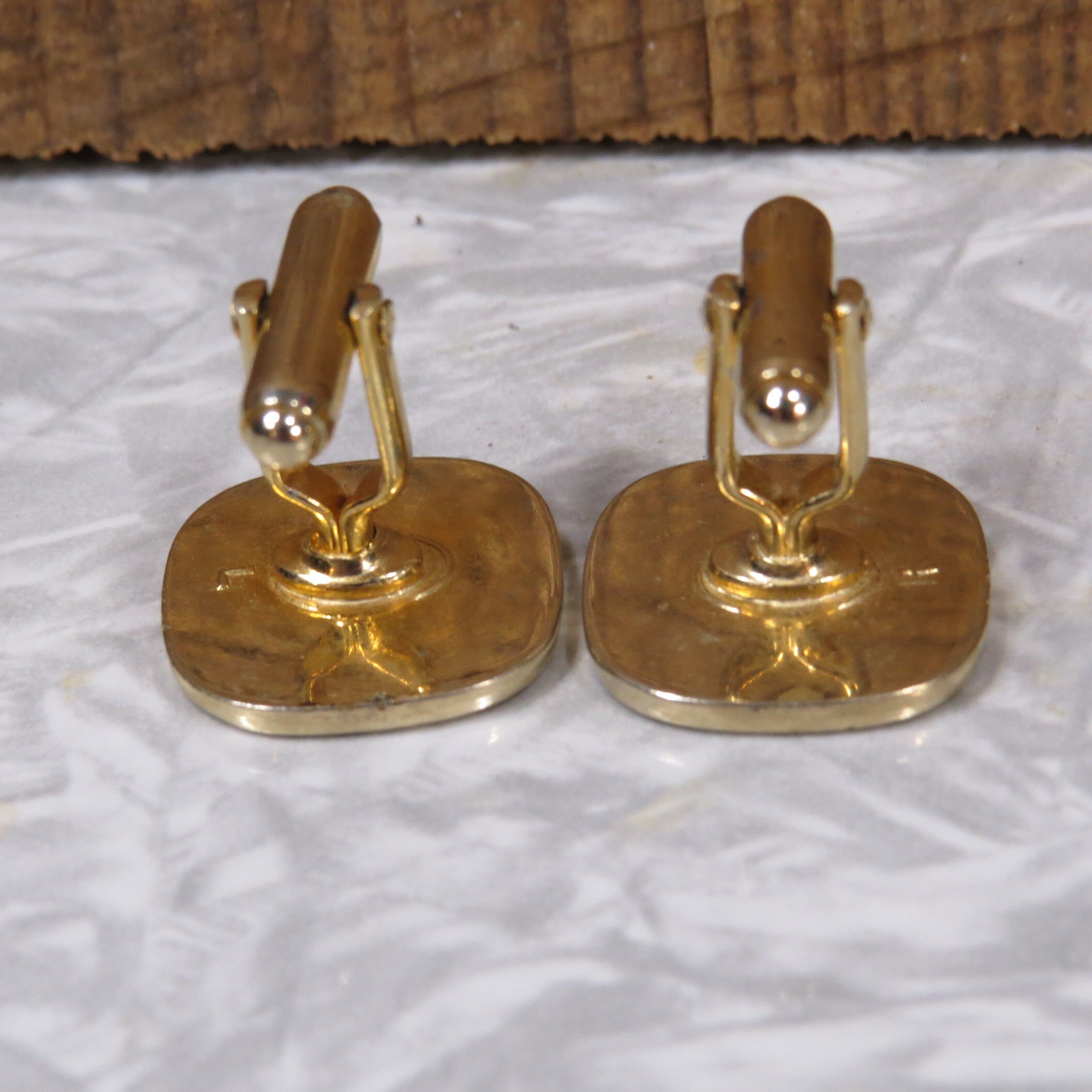 Boutons De Manchette Anson Vintage Milieu Du Siècle - Or Et Noir - Style Moderne Classique