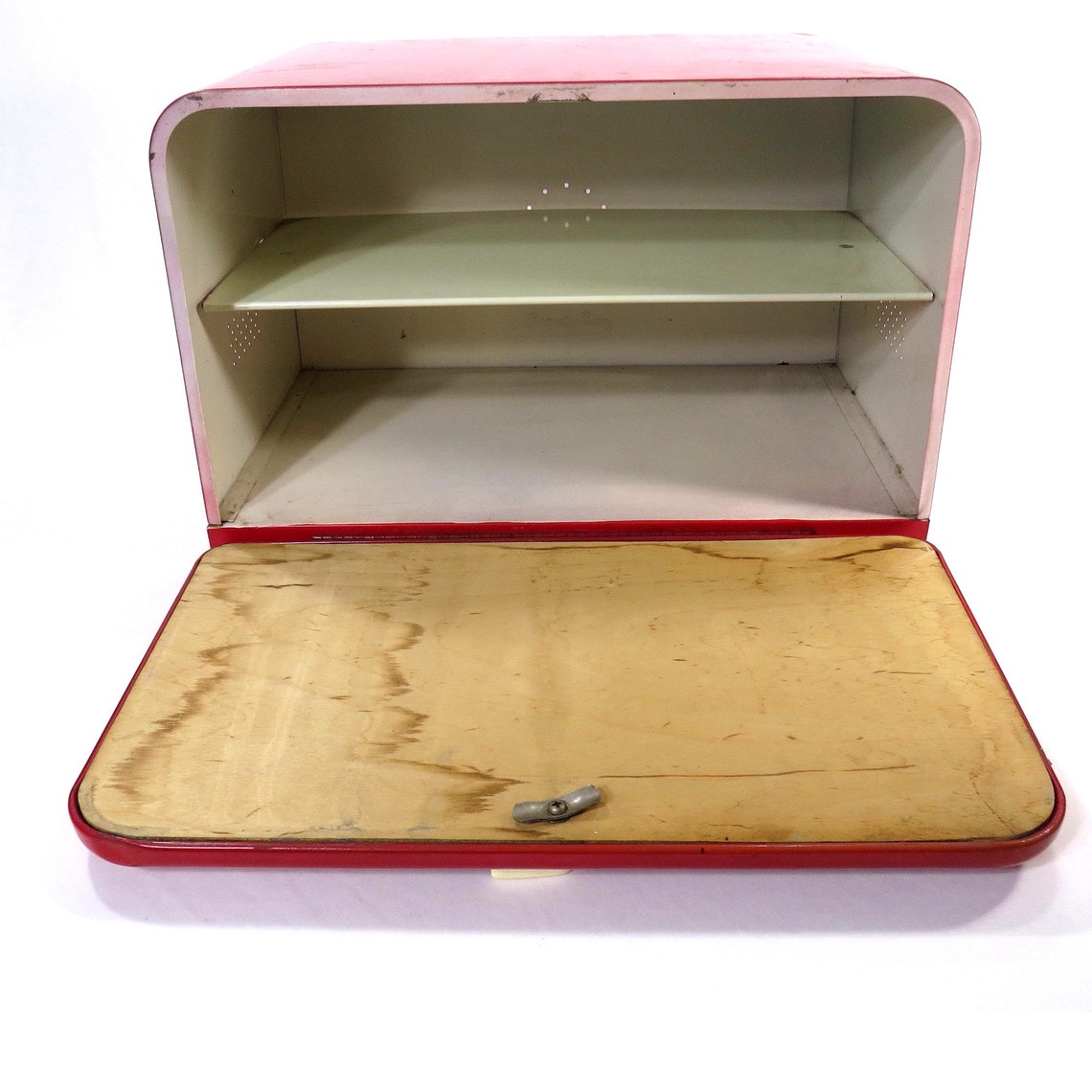 Vintage Red Metal Bread Box Mid Century Beauty Box Brand Bread Etsy