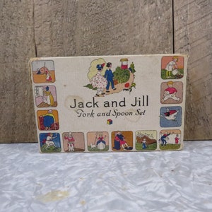 Vintage Jack and Jill Fork and Spoon Display Box