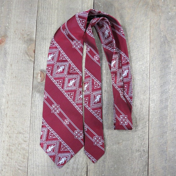 Mystical Unicorn Kitschy Red and White Necktie Vi… - image 3