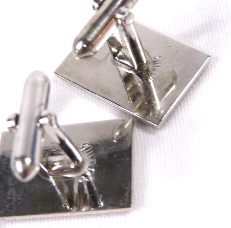 Mid Century Musical Note Cuff Links Vintage 1950s 1960s Silver Swank Cuff Link
