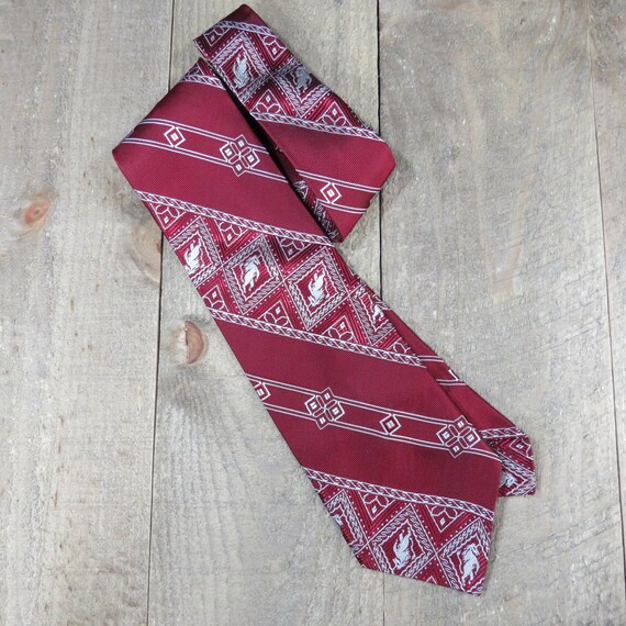 Mystical Unicorn Kitschy Red and White Necktie Vi… - image 2