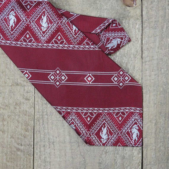 Mystical Unicorn Kitschy Red and White Necktie Vi… - image 1