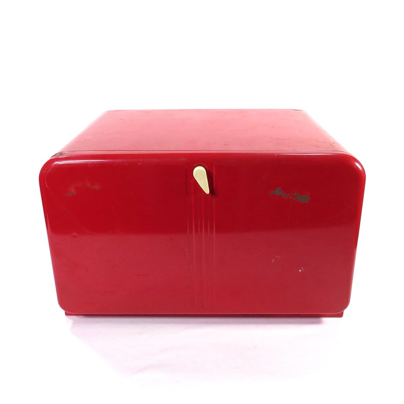 Vintage Red Metal Bread Box Mid Century Beauty Box Brand Bread Etsy