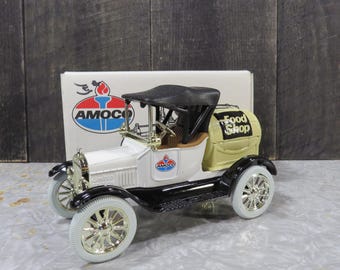 1991 ERTL Amoco Food Shop 1918 Ford Barrel Coin Bank #9288 with Original Box