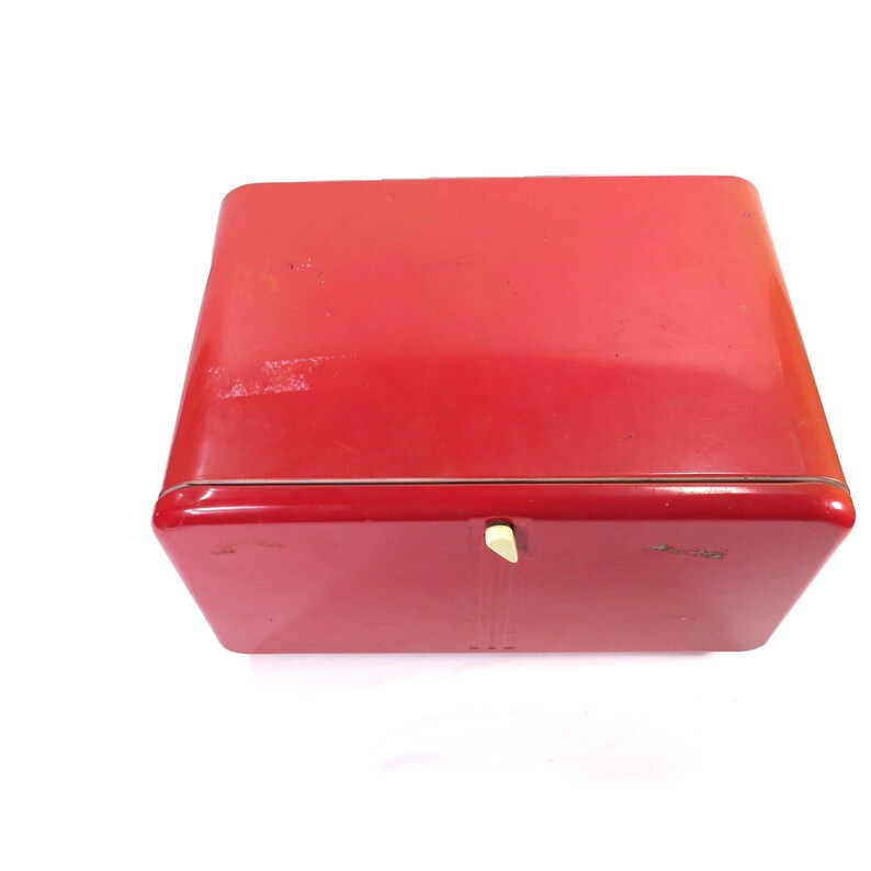 Vintage Red Metal Bread Box Mid Century Beauty Box Brand Bread Etsy