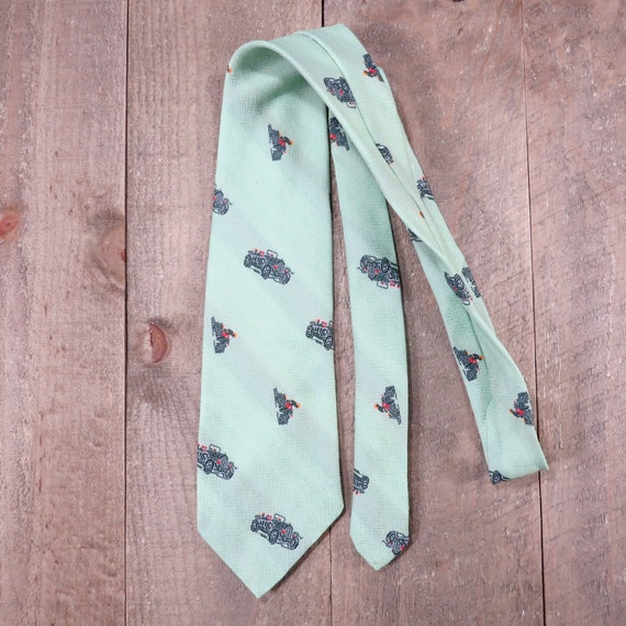 Vintage Roadster and Motorcycle Tie 1970s Kitschy… - image 3