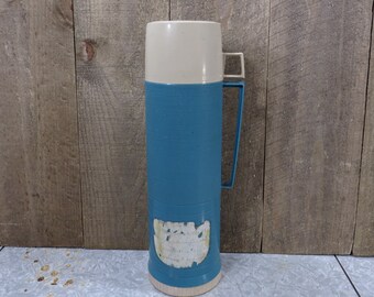 Vintage Quart Size Turquoise Blue Thermos