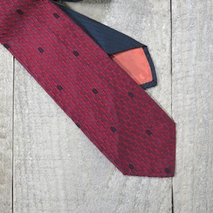 Red and Black Silk Skinny Tie Vintage 1960s Mens Rockabilly Necktie Mrs Maisel Rat Pack Era