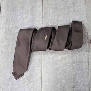 Brown Superba Silk Skinny Vintage Tie  1960s Mens Rockabilly Necktie Mrs Maisel Rat Pack Era