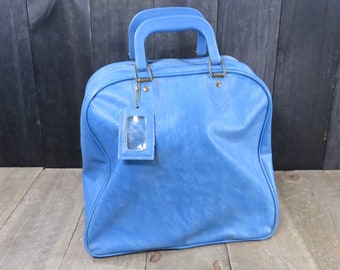 Vintage 1980s Blue Marbled Bowling Ball Bag: Retro Sport Style