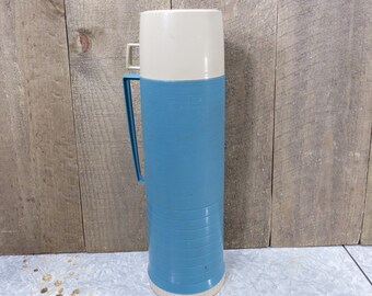 Vintage Turquoise Blue Thermos Quart Size, Midcentury Thermos