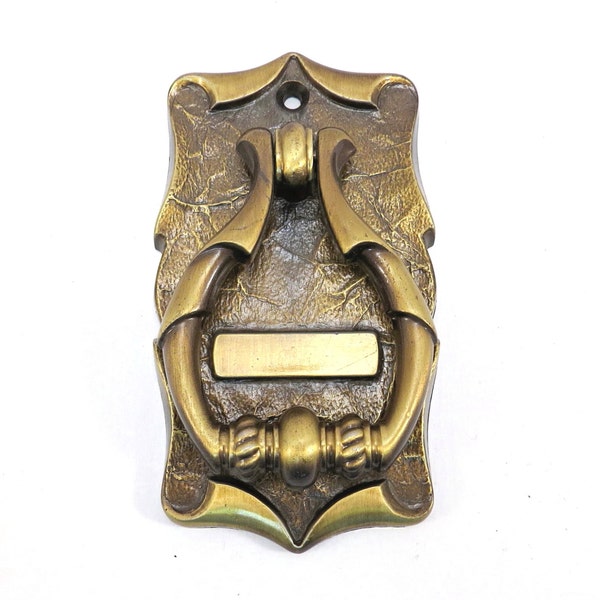 Antiqued Gold Hammered Door Knocker Hardware Vintage 1970s Mid Century Amerock Medievel Carriage House Industrial Salvage