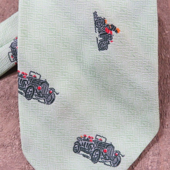 Vintage Roadster and Motorcycle Tie 1970s Kitschy… - image 9