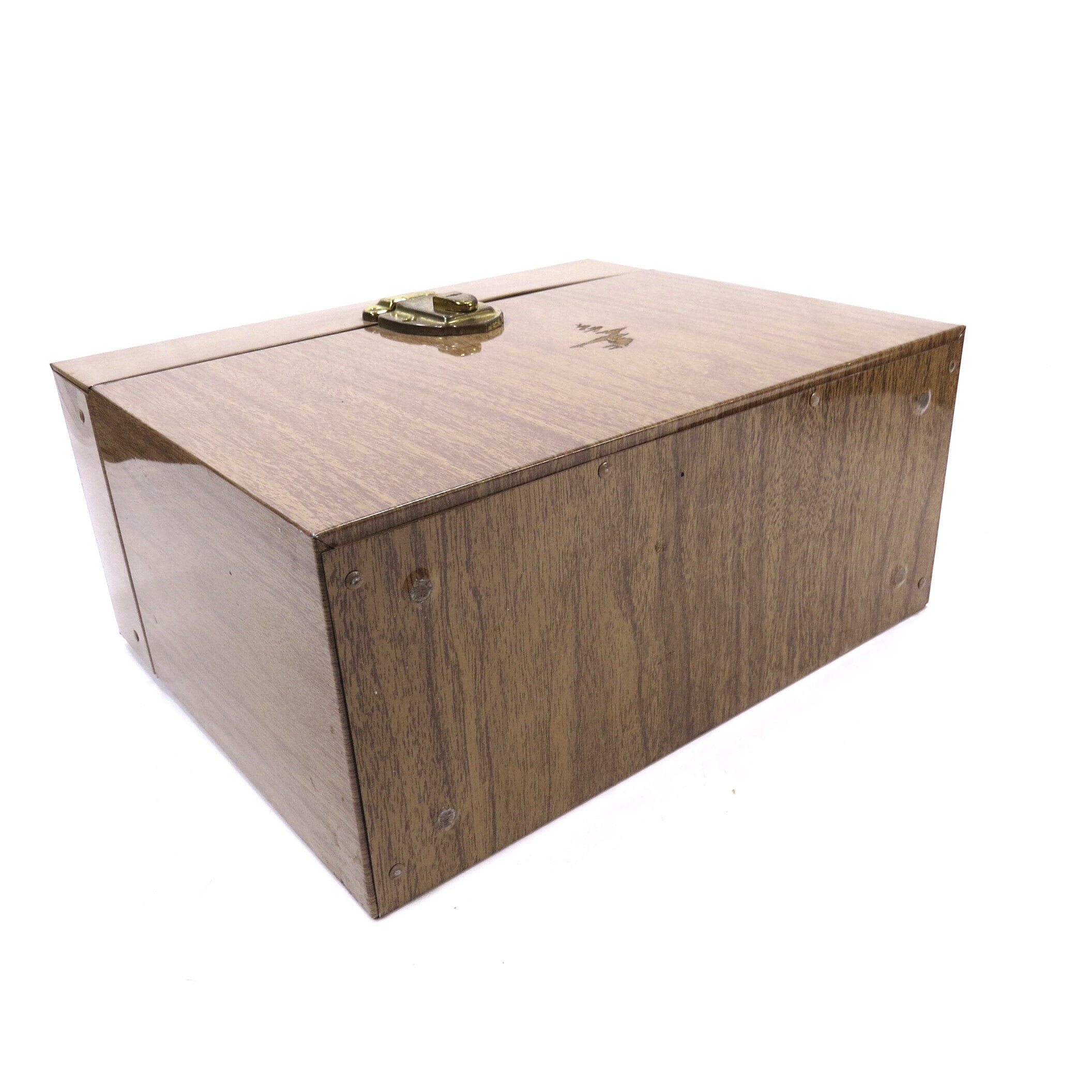 Caja de almacenamiento de archivos portátil de metal de madera | Etsy