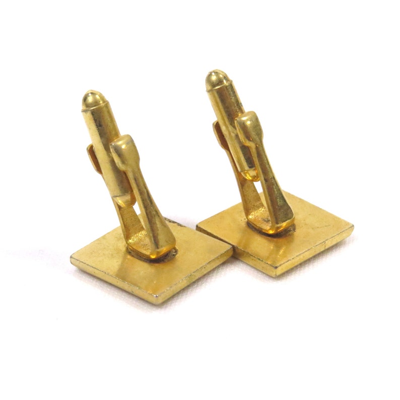 Vintage Mid Century Cuff Link and Tie Bar Set 1960s 1970s Goldtone Metal Soldier Set