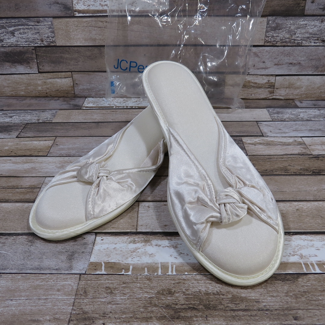 JC Penney Ivory Slippers Vintage 1970s 1980s Large 89 House Etsy