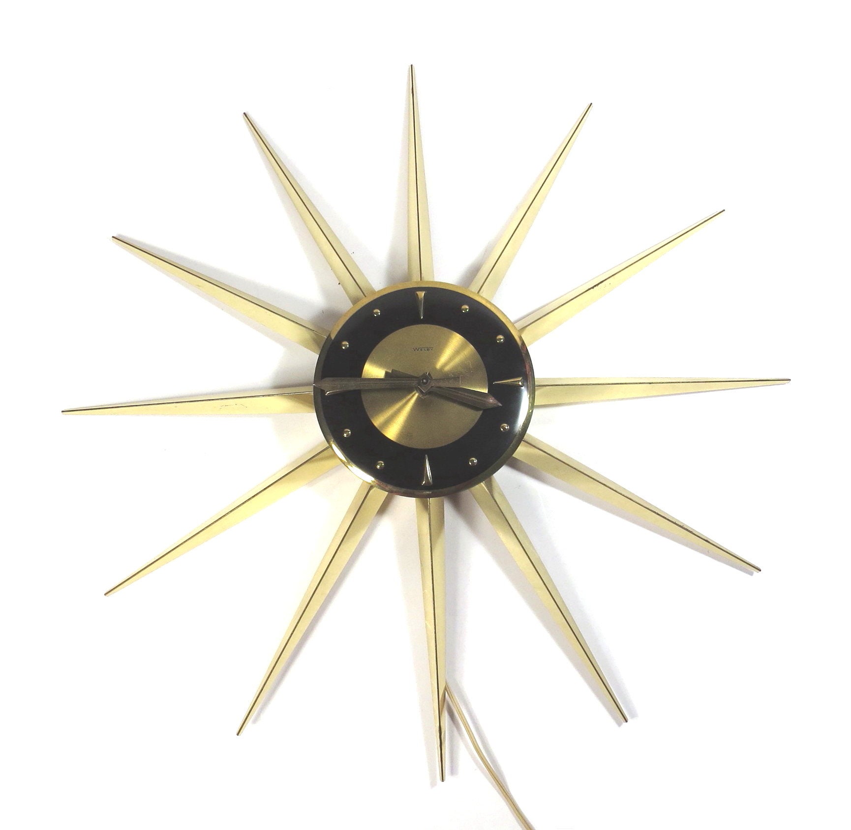 Welby Mid Century Large Starburst Clock Vintage 1960s Atomic Etsy