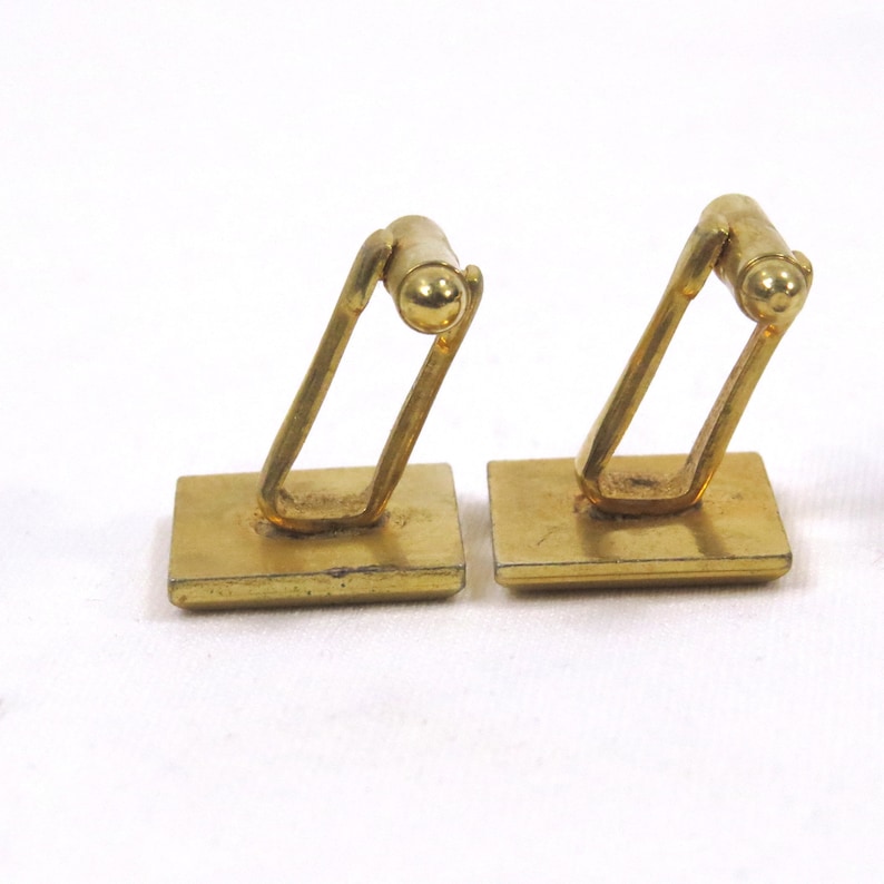 Vintage Mid Century Cuff Link and Tie Bar Set 1960s 1970s Goldtone Metal Soldier Set