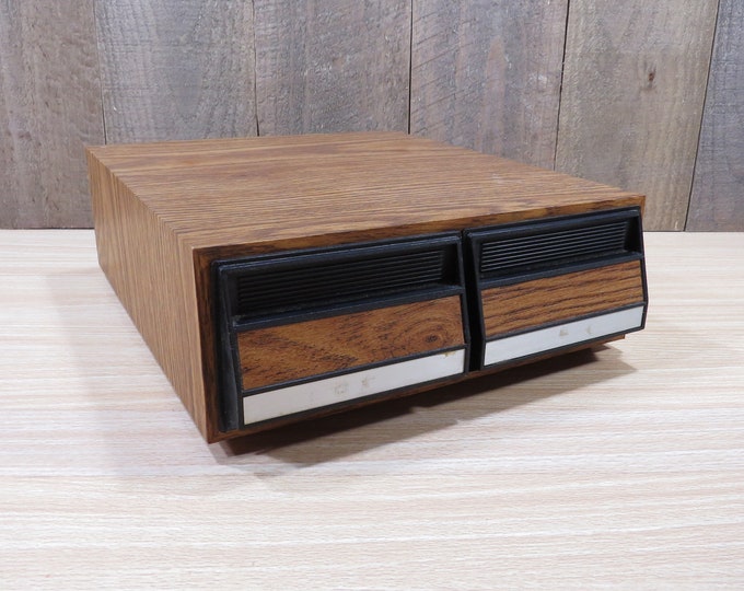 Vintage Audio Cassette Tape Storage Case 1970s 80s Retro 2drawer